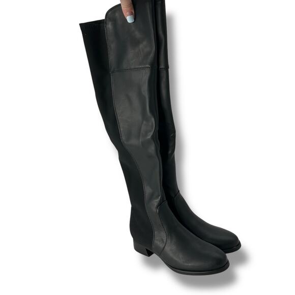 NEW Marc Fisher Black Over The Knee Boots Size 6.5 Sleek Equestrian Stretch - Picture 5 of 8